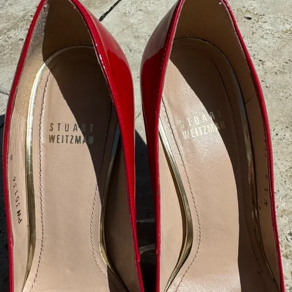 Stuart Weitzman Red Patent Leather Stuart Pumps Size 8.5 - Picture 3 of 9